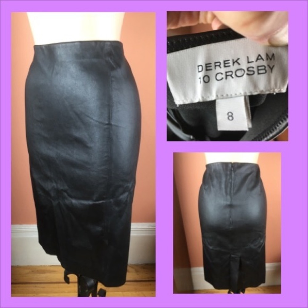 Derek Lam 10 Crosby Black Lambskin Skirt - Size 8